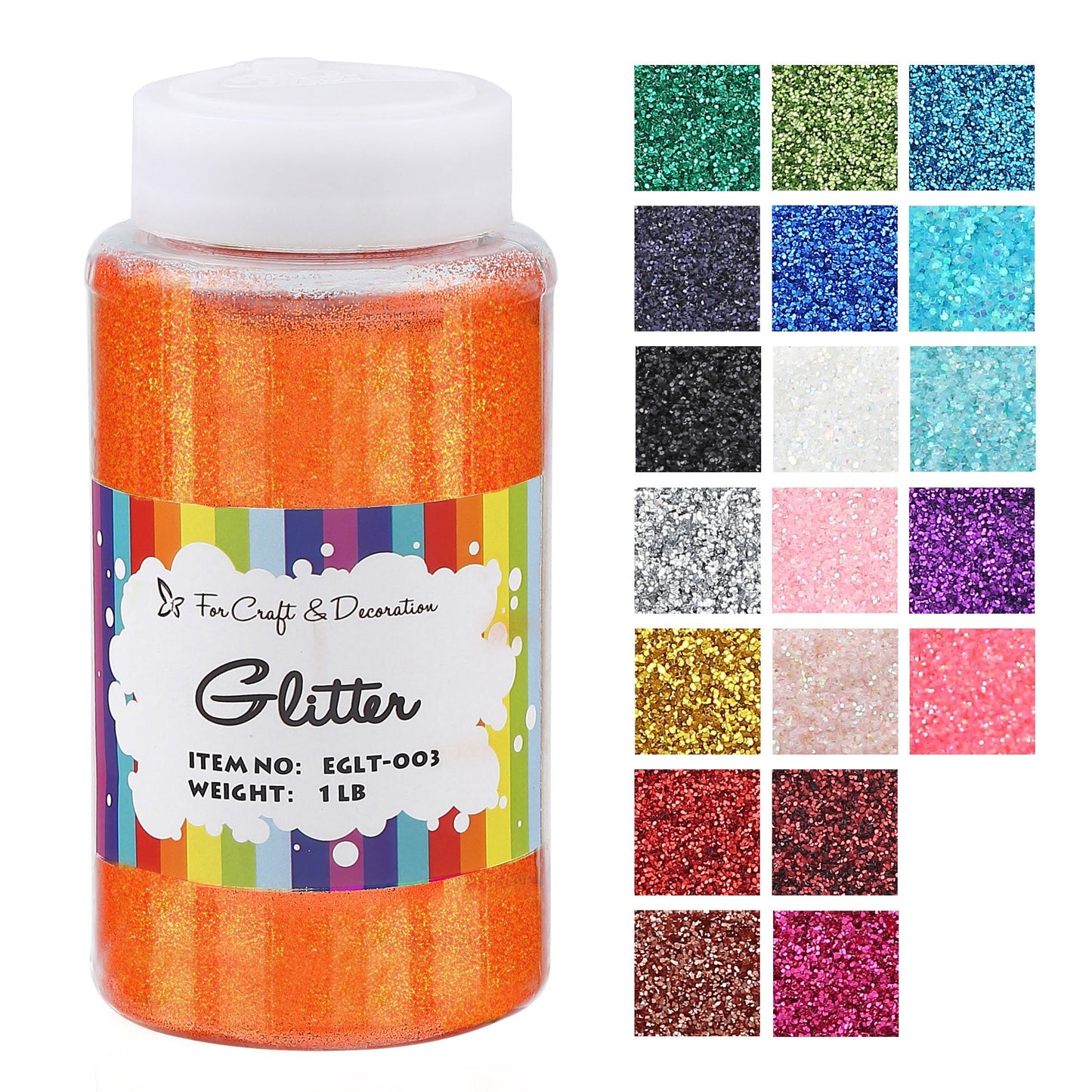 1lb Craft Glitter Powder in 19 Colors – Fine, Ultra Fine & Chunky Glitter with Shaker Top for Tumblers, Resin, Scrapbooking & DIY Crafts, Bulk Glitter for Kids & Adults