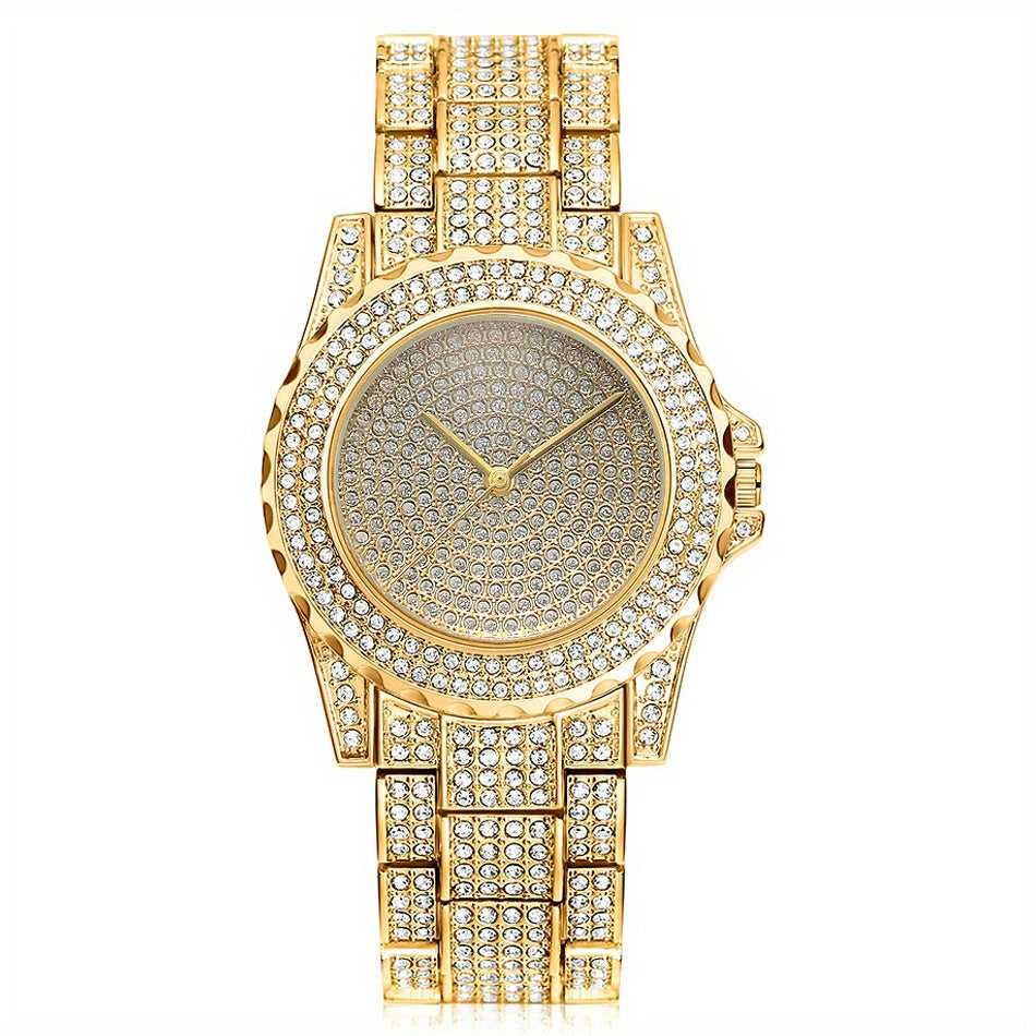 Luxury Rhinestone Quartz Watch for Women – Stainless Steel Strap Sparkle Dial, Elegant Glamorous Wristwatch for Ladies, Perfect Gift for Her on Birthday, Anniversary & Valentine's Day