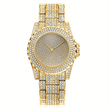 Luxury Rhinestone Quartz Watch for Women – Stainless Steel Strap Sparkle Dial, Elegant Glamorous Wristwatch for Ladies, Perfect Gift for Her on Birthday, Anniversary & Valentine's Day