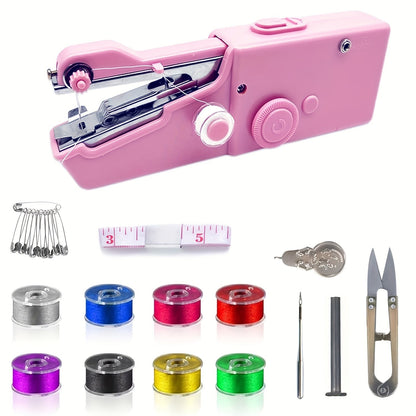 Handheld Mini Sewing Machine 36-Piece Set Cordless Portable Electric Sewing Kit for Beginners Adults Home Travel Clothes Repair Purple Black White Pink