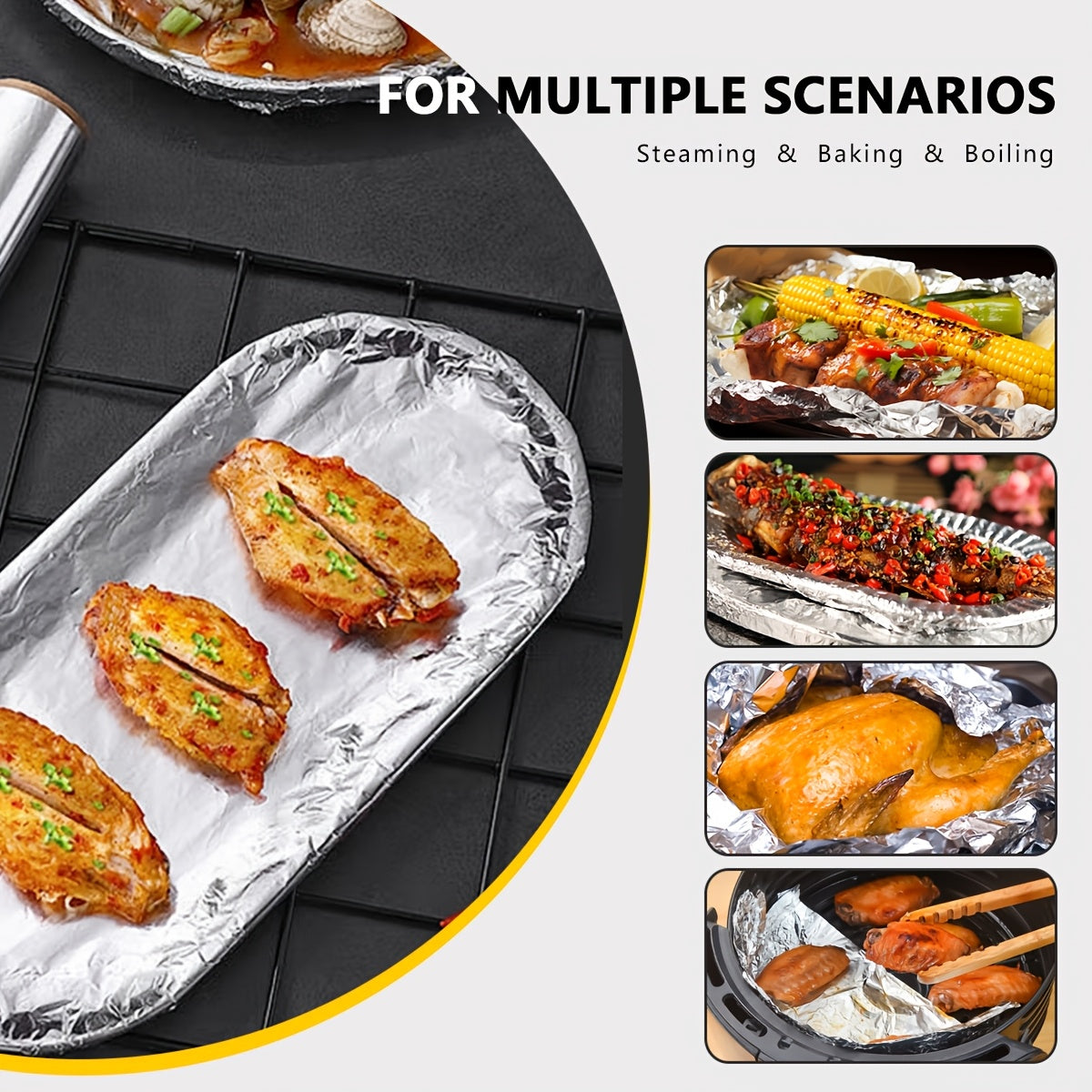 Heavy Duty Aluminum Foil Rolls 6 or 12 Pack – 12 Inch Wide, 30 Sq Ft Per Roll, Thick Strong Foil for Cooking, Grilling, Baking, Food Storage & Restaurant Use, Easy Open Tab