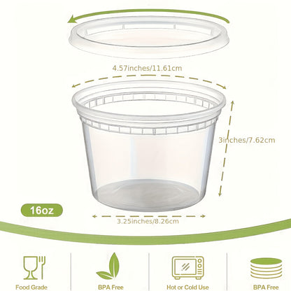 Deli Containers with Lids 48-Pack 16oz BPA-Free Leakproof Stackable, Microwave Dishwasher & Freezer Safe Meal Prep Containers, Sealed Fresh Takeout Packaging Kit for Food Storage & Portion Control