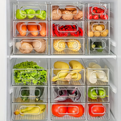 Refrigerator Organizer Bins 6-Pack Clear Stackable Food Storage Bins for Fridge, Freezer, Kitchen Cabinet & Pantry Organization, 10" Transparent Upgraded Thick Plastic Bins for Bathroom & Bedroom