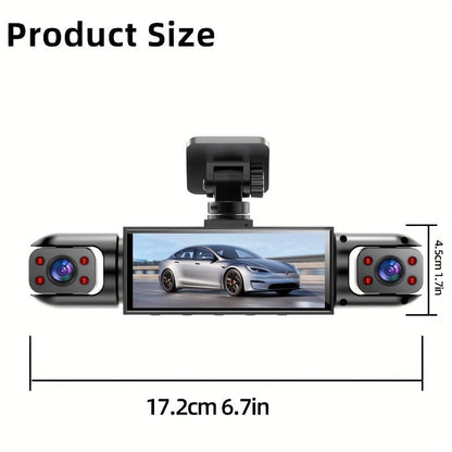 360° 4-Channel Dash Cam 1080P Full Coverage – Front 1080P + 720P Front/Rear/Left/Right, Night Vision WDR G-Sensor Loop Recording, Car Driving Recorder with Optional 32GB/64GB TF Card
