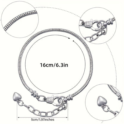 40pcs DIY Snake Chain Bracelet Making Kit – Adjustable Bead Pendant Bracelets with Heart Extension Chain, Bulk Jewelry Supplies for Crafting, Gifts, and Handmade Jewelry Projects