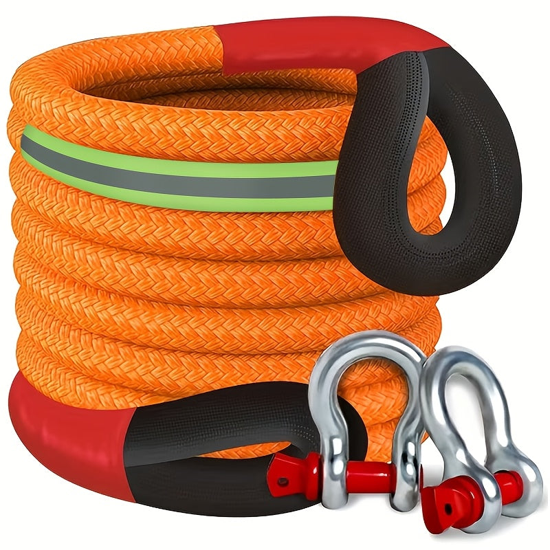 Kinetic Recovery Rope 22 Ton 48501 lbs – Heavy Duty Nylon Tow Rope with Bow Shackles & Storage Bag for Truck SUV UTV ATV Off-Road Emergency Rescue