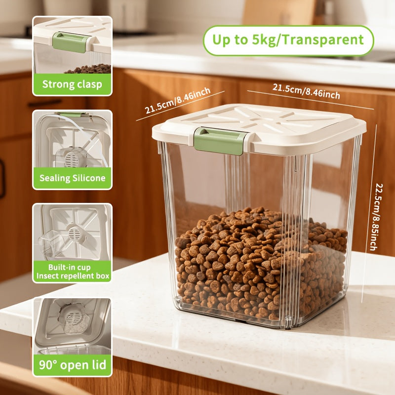 Airtight Pet Food Storage Container with Wheels Locking Lid Built-in Scoop Moisture-Proof Dog Cat Food Bin Kitchen Pantry 11 22 38 55 lbs Dry Food Storage