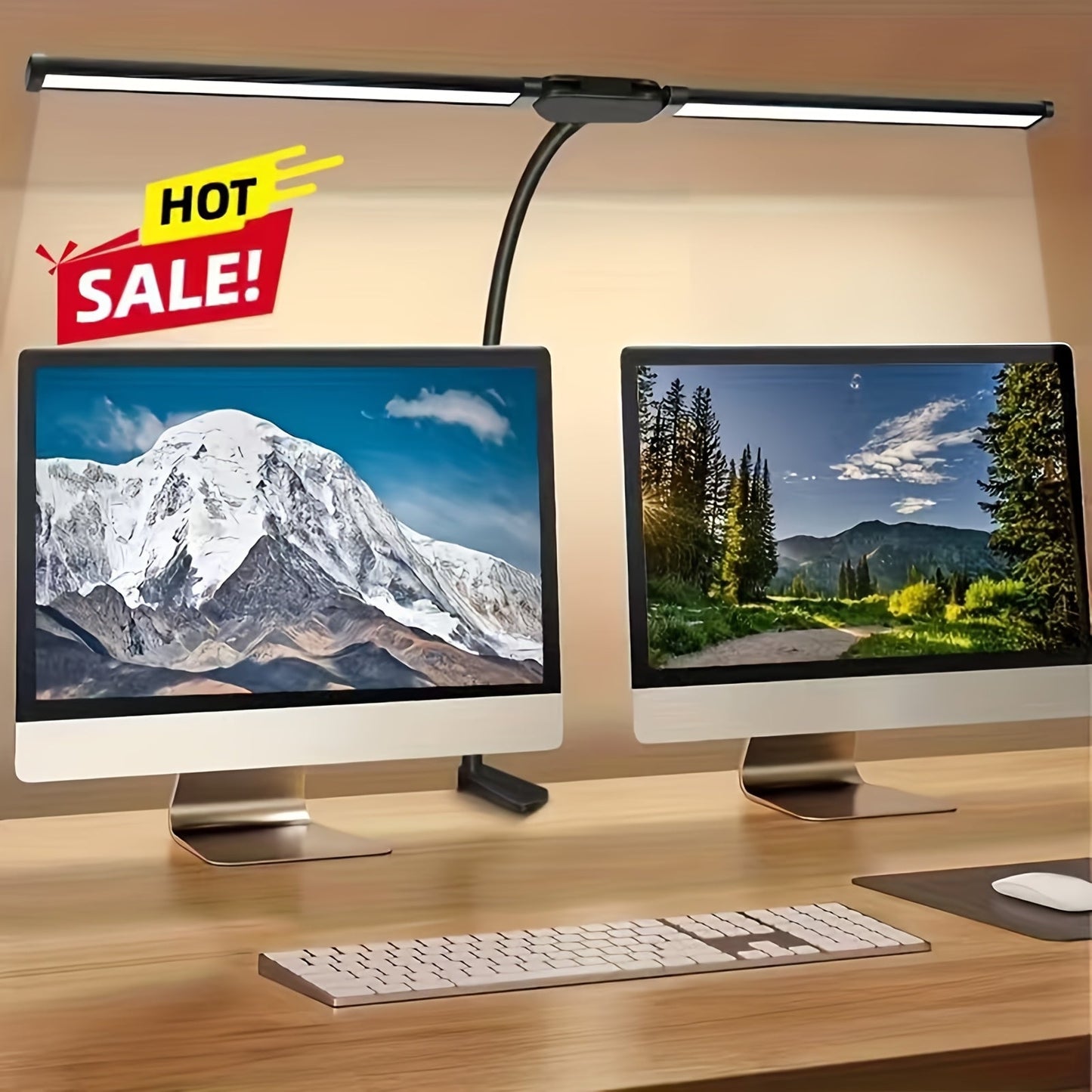 Metal Touch Control LED Desk Lamp – 360° Adjustable Gooseneck Foldable Double Head Anti-Glare USB Powered Eye-Caring Reading Light for Office, Study, Gaming & Home, Monitor Screen Lamp