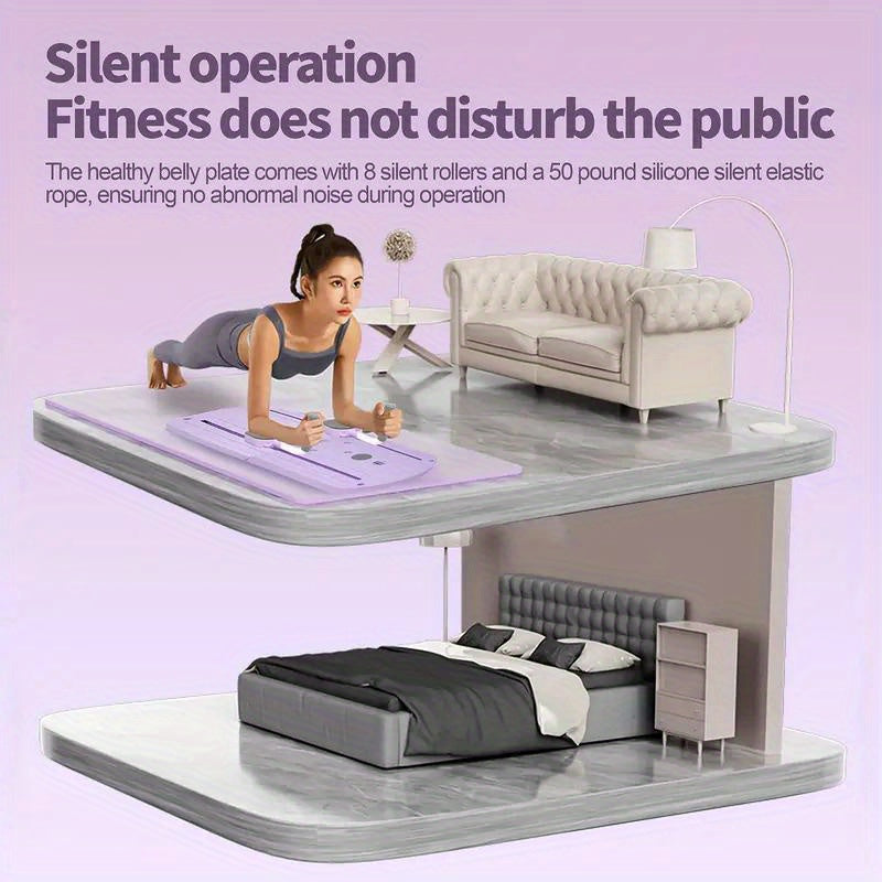 8-in-1 Foldable Pilates Board with Resistance Bands – Multi-Functional Core Abdominal Trainer, Anti-Deformation PP Material, Stable Flat Design, Compact Storage, Home Gym Equipment for Men & Women