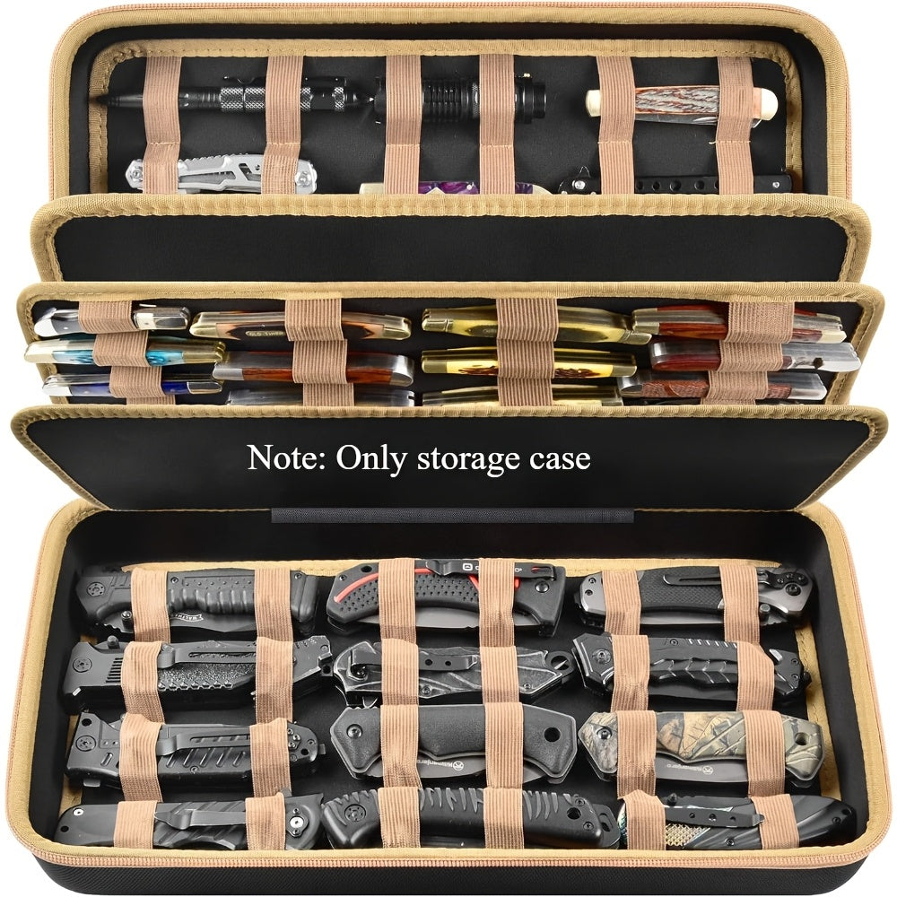Knife Display Case 88 Slots Large Capacity Pocket Knife Storage Organizer for 66+ Folding Knives, Hard EVA Shell with Elastic Bands, 4 Slot Sizes, Smooth Zipper, Portable Carry Handle – EDC Knife Collector Case