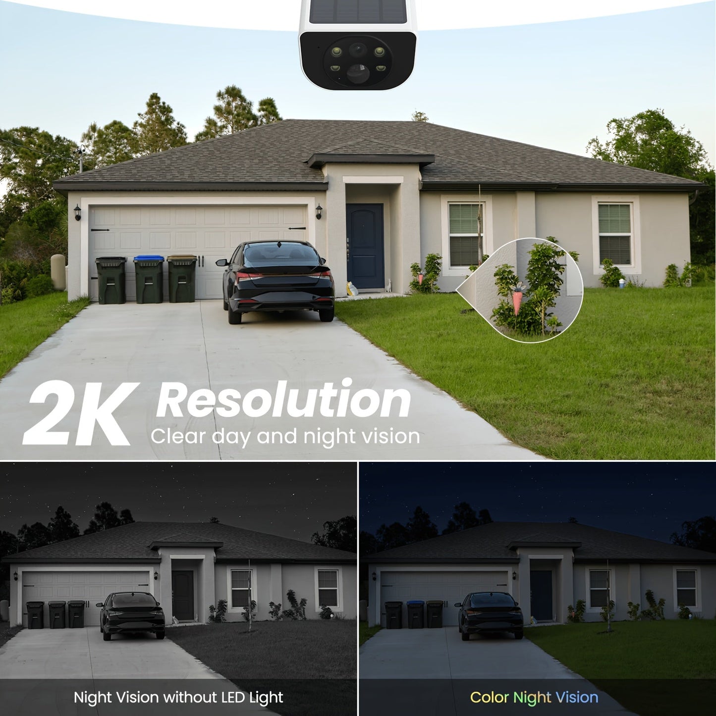 Wansview Solar Security Camera Outdoor Wireless 2K HD – Color & Infrared Night Vision, PIR AI Motion Detection, Two-Way Audio, IP65, SD Card & Cloud Storage, Alexa & Google Home Compatible, 1-4 Pack