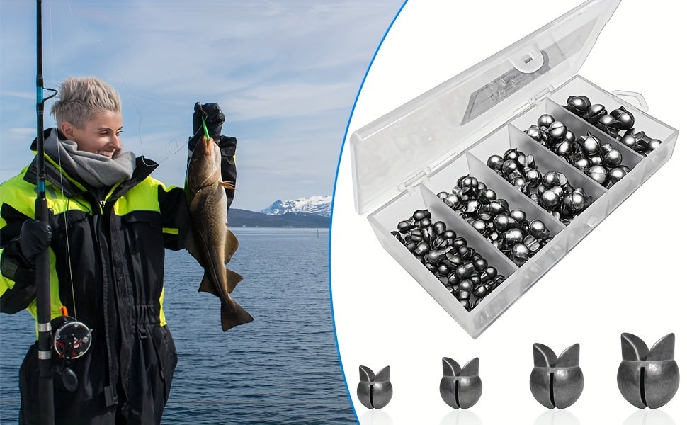120pcs Split Shot Fishing Sinkers Round Removable Fishing Weights in 5 Sizes, Premium Assorted Sinker Set for Freshwater Saltwater Bass Trout Catfish Fishing - Tackle Box Essential