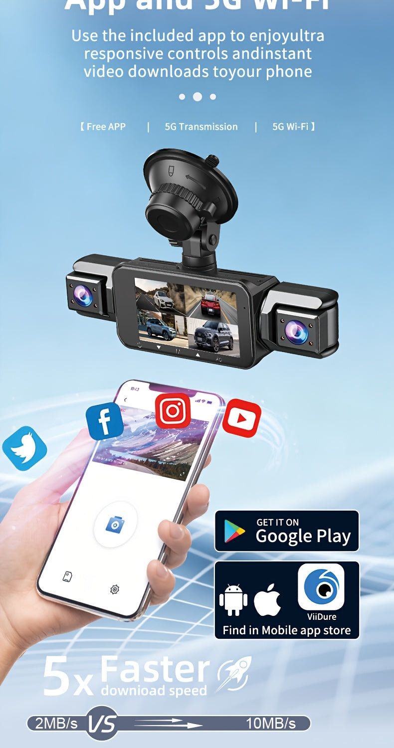 360° Dash Cam 3/4 Channel 1080P HD with Night Vision WDR G-Sensor Loop Recording 24/7 Parking Monitor WiFi, Multi-Lens Car Camera System for Full Coverage Zero Blind Spots