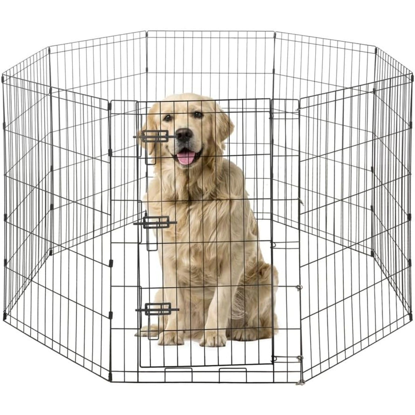 Foldable Dog Playpen 8 Panel – Heavy-Duty Metal Pet Kennel with Gate for Indoor & Outdoor Use, Portable Exercise Fence Cage for Small Dogs & Animals, Available in 24"/30"/36" Heights