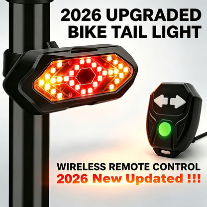 Bike Tail Light with Turn Signals USB Rechargeable 120 Lumens 5 Modes Wireless Remote Control LED Safety Rear Light for Road Mountain Commuter Bike Adults Kids Men Women Cycling