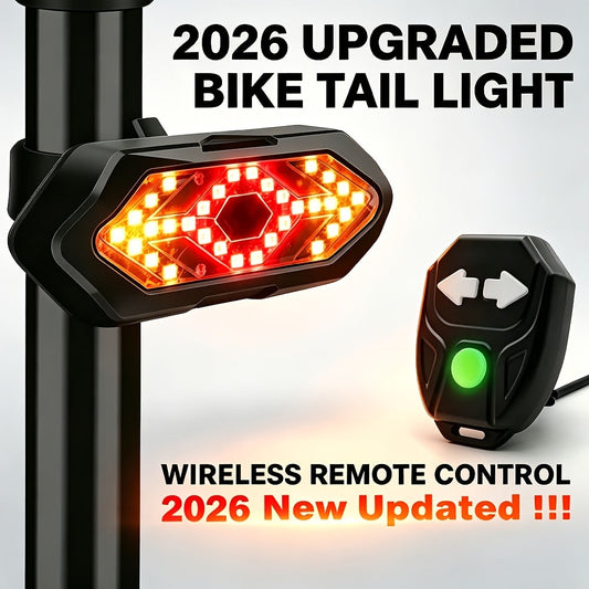 Bike Tail Light with Turn Signals USB Rechargeable 120 Lumens 5 Modes Wireless Remote Control LED Safety Rear Light for Road Mountain Commuter Bike Adults Kids Men Women Cycling