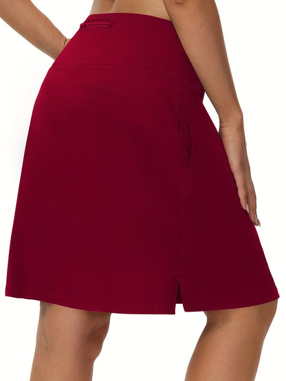 Women's 20-Inch Knee Length Skorts with 5 Pockets – High Waist Athletic Skirt with Built-In Shorts for Tennis, Golf & Pickleball, Long Activewear Skort, Sizes S-XXL, Multiple Colors