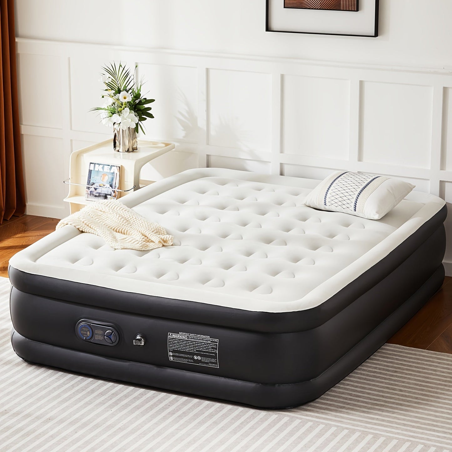 Inflatable Air Mattress 16/18/22 Inch Thick with Built-In High Capacity Pump Non-Slip Bottom Low Noise 660 Lbs Capacity Adjustable Camping Outdoor Yard Guest Bed