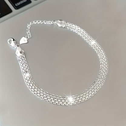 S925 Sterling Silver Sparkling Bracelet Hypoallergenic Elegant Luxury Bangle for Women Men Banquet Formal Occasion 3.65g Lightweight Fine Jewelry Gift