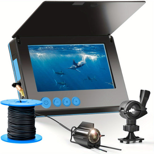 Fish Finder with HD Underwater Camera 4.3 Inch Screen 140° Wide Angle Lens Fish-Attracting Light – Portable Viewing Set for Ice Fishing Lake River Dock