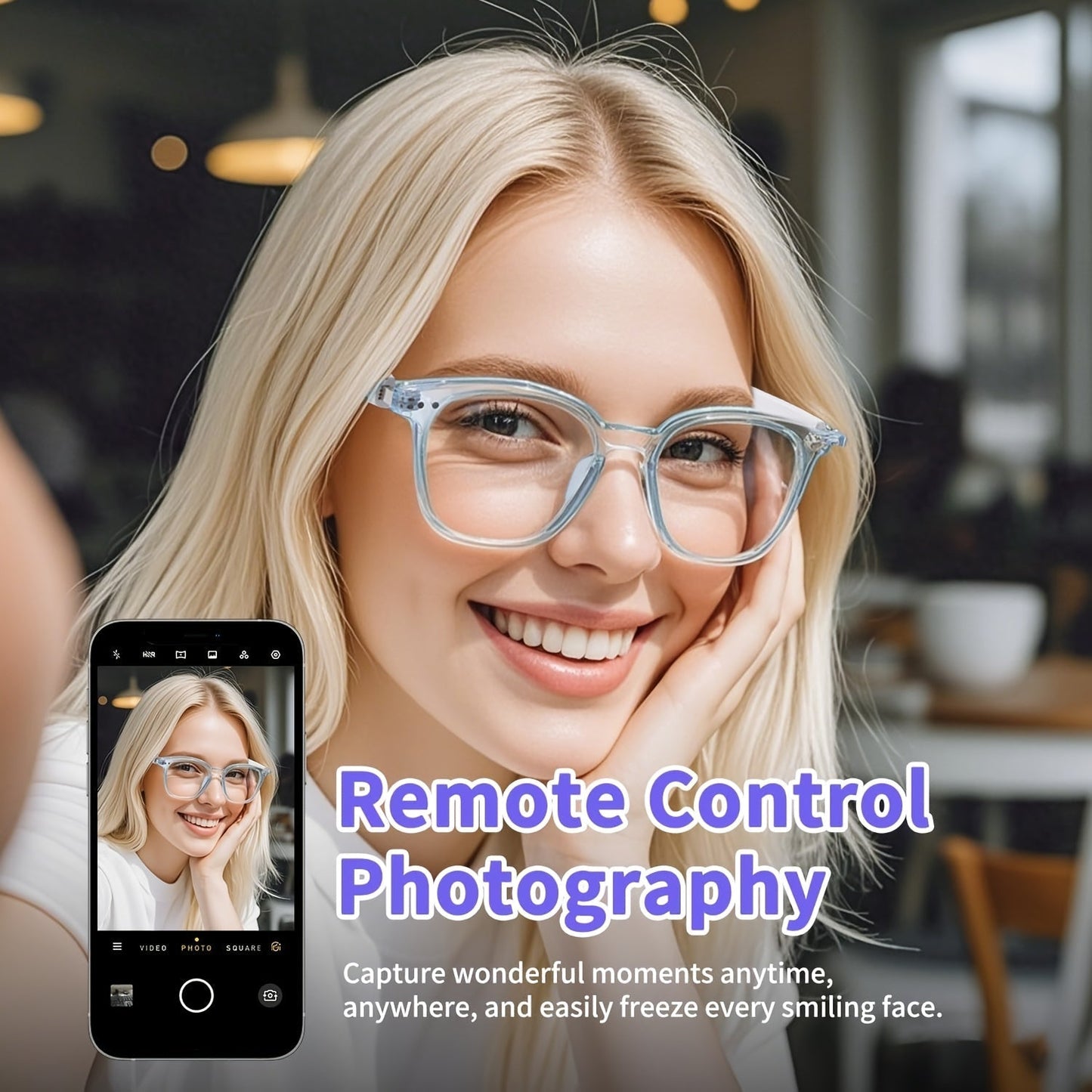 Photochromic Smart Glasses with Bluetooth Audio – Auto Color Changing Lenses, Anti Blue Light, Wireless Music & Calls, Sports Driving Unisex Eyewear, Great Holiday Gift