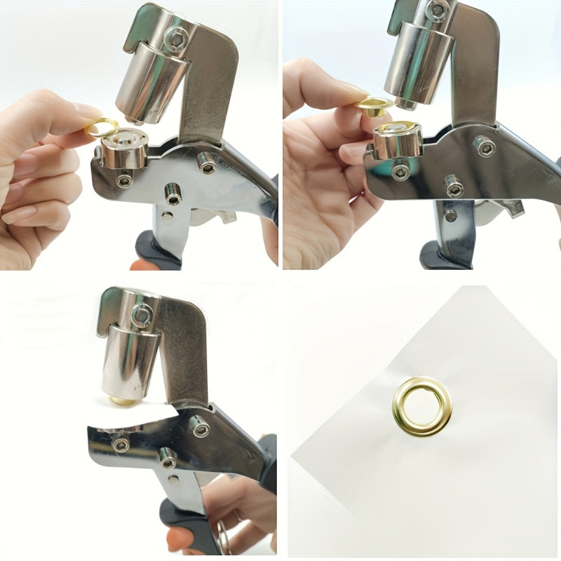 200 Pcs 10mm Eyelet Punch Set with Tools & Rings, Metal Grommets Kit for DIY Tarpaulin, Faux Leather, Canvas, Waterproof Fabric, Sewing & Crafting Projects