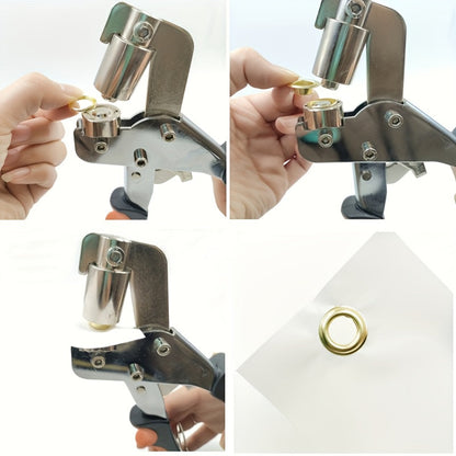 200 Pcs 10mm Eyelet Punch Set with Tools & Rings, Metal Grommets Kit for DIY Tarpaulin, Faux Leather, Canvas, Waterproof Fabric, Sewing & Crafting Projects