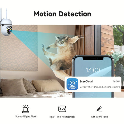 2-Pack WiFi Security Camera 2K QHD PTZ 355° Pan – Dual-Band 2.4G/5G AI Motion Detection, Color Night Vision, Two-Way Audio, Cloud & SD Storage, Baby Monitor, Indoor Home Surveillance Camera
