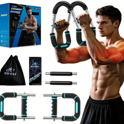 U-Shaped Adjustable Chest and Arm Muscle Strength Trainer 60-100 lbs Spring Resistance Band Triceps Chest Workout Equipment 2-Level Adjustment Detachable Portable Home Gym Fitness