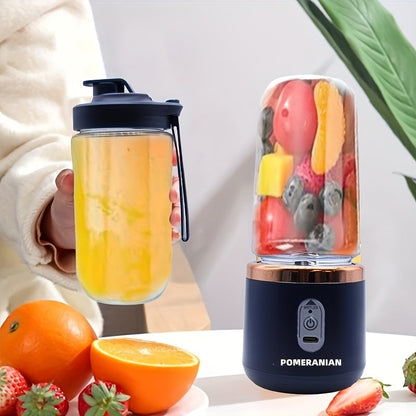 Portable Personal Blender Juicer 1500mAh USB Rechargeable – Food Grade ABS Double Cup Fruit & Vegetable Smoothie Maker, Multifunctional Mini Juicer for Home, Travel & Gym, Gift Box Included