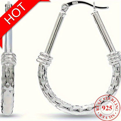 S925 Sterling Silver Hoop Earrings Italian Classic Design Elegant Luxury Daily Wear Engagement Wedding Gift for Wife Girlfriend