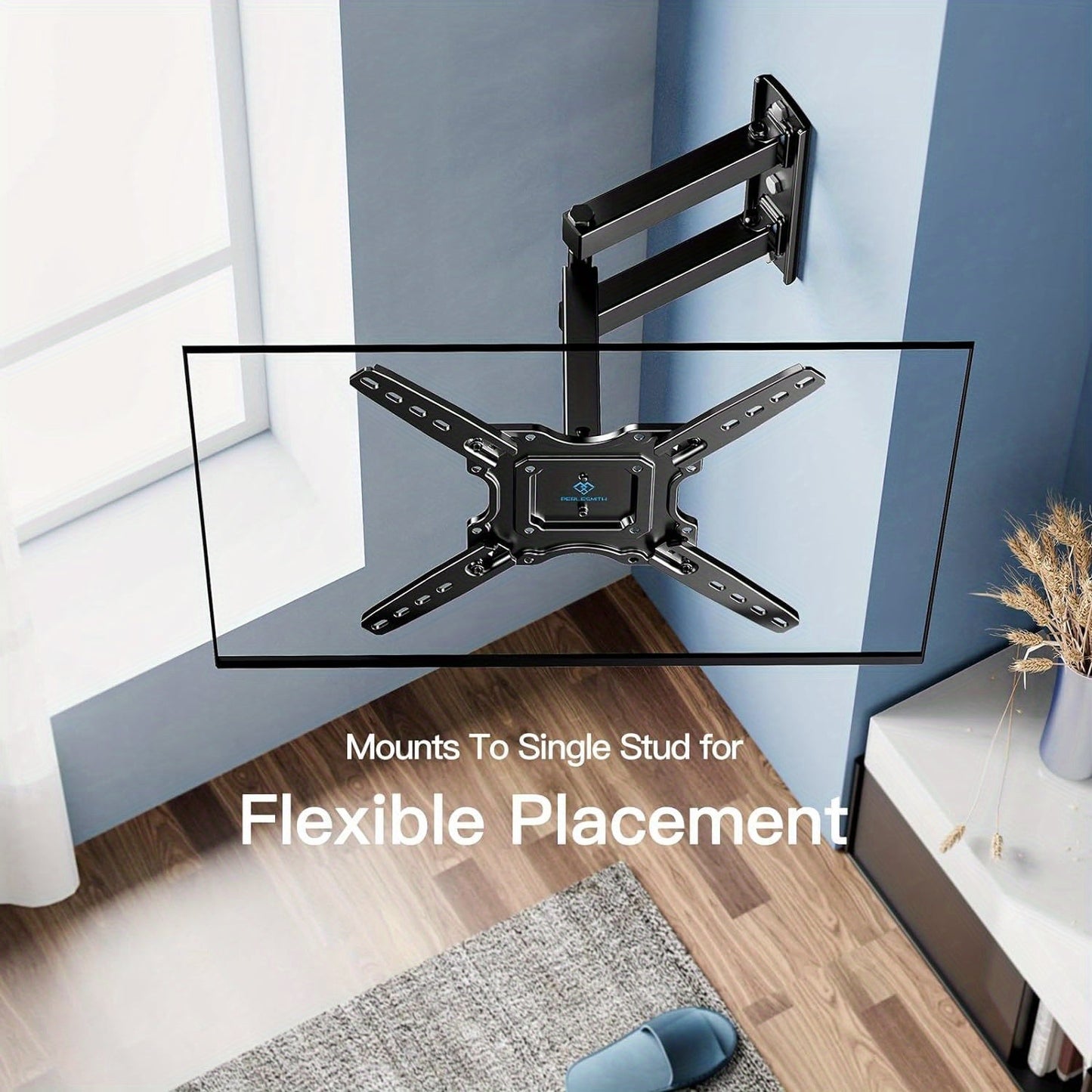Full Motion TV Wall Mount for 26-60 Inch TVs Up to 77 lbs Swivel Tilt Extension Arm Stainless Steel TV Bracket Max VESA 400x400mm Fits Most Flat Curved Screen TVs