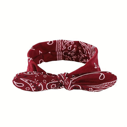 6-Pack Bohemian Paisley Bow Elastic Headbands for Women – Loose Elastic Headscarves in 6 Colors (Sky Blue, Black, Navy, Wine Red, White, Red), All Seasons Outdoor & Daily Wear