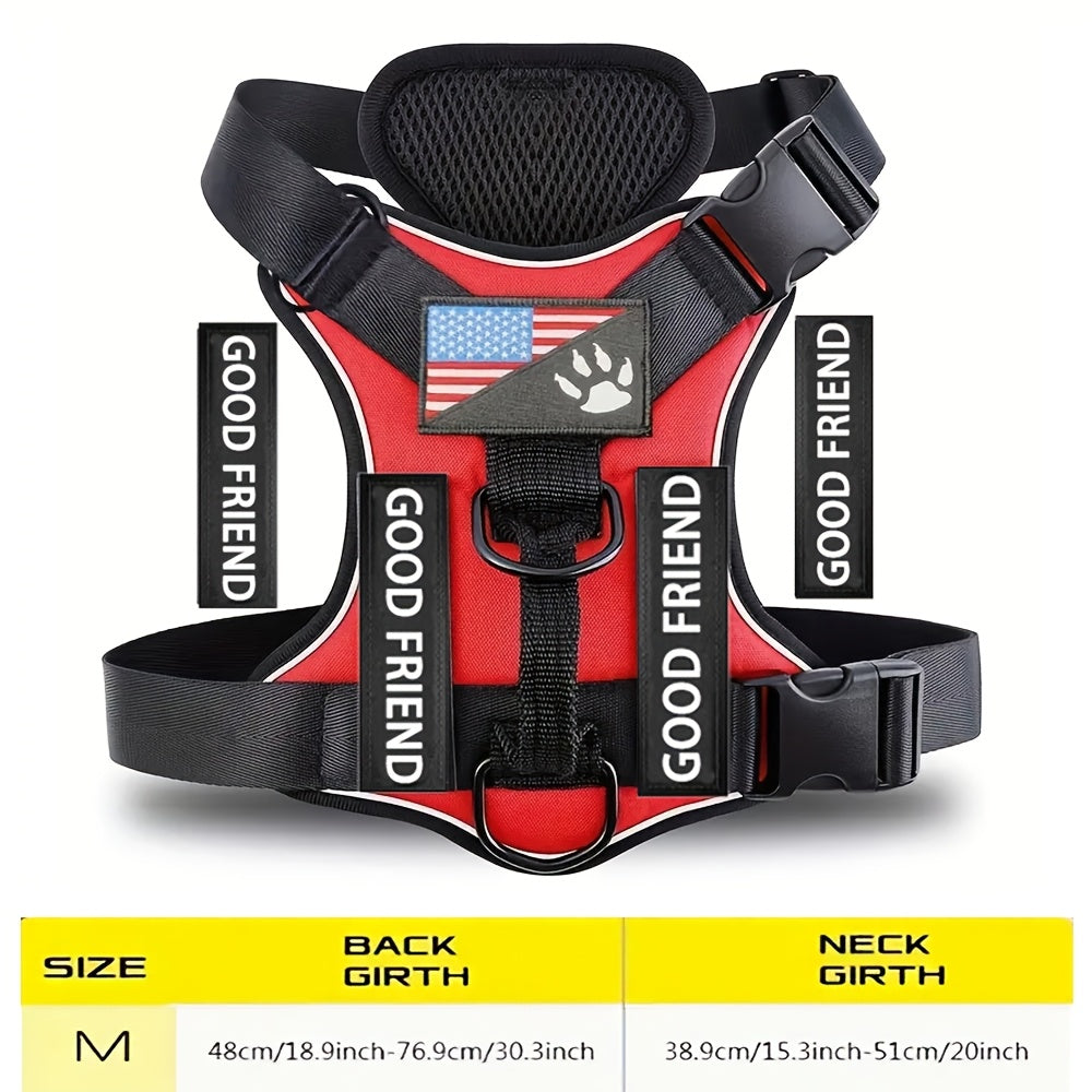 Service Dog Harness Vest with 5 ID Patches – Reflective Adjustable Oxford Vest with Breathable Mesh Lining, Service Dog ID System for Small Medium Large Dogs, Sizes XS-XL, Public & Mobility Aid