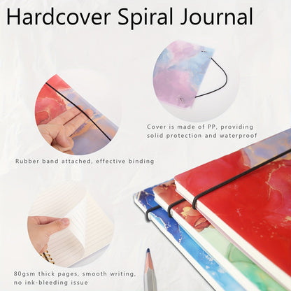 5-Pack Marble Hardcover Spiral Notebook A5 – 400 Sheets No-Bleed Thick Paper Journal Set for Work, School & Journaling, Back-to-School Supplies, Teacher Appreciation Gift