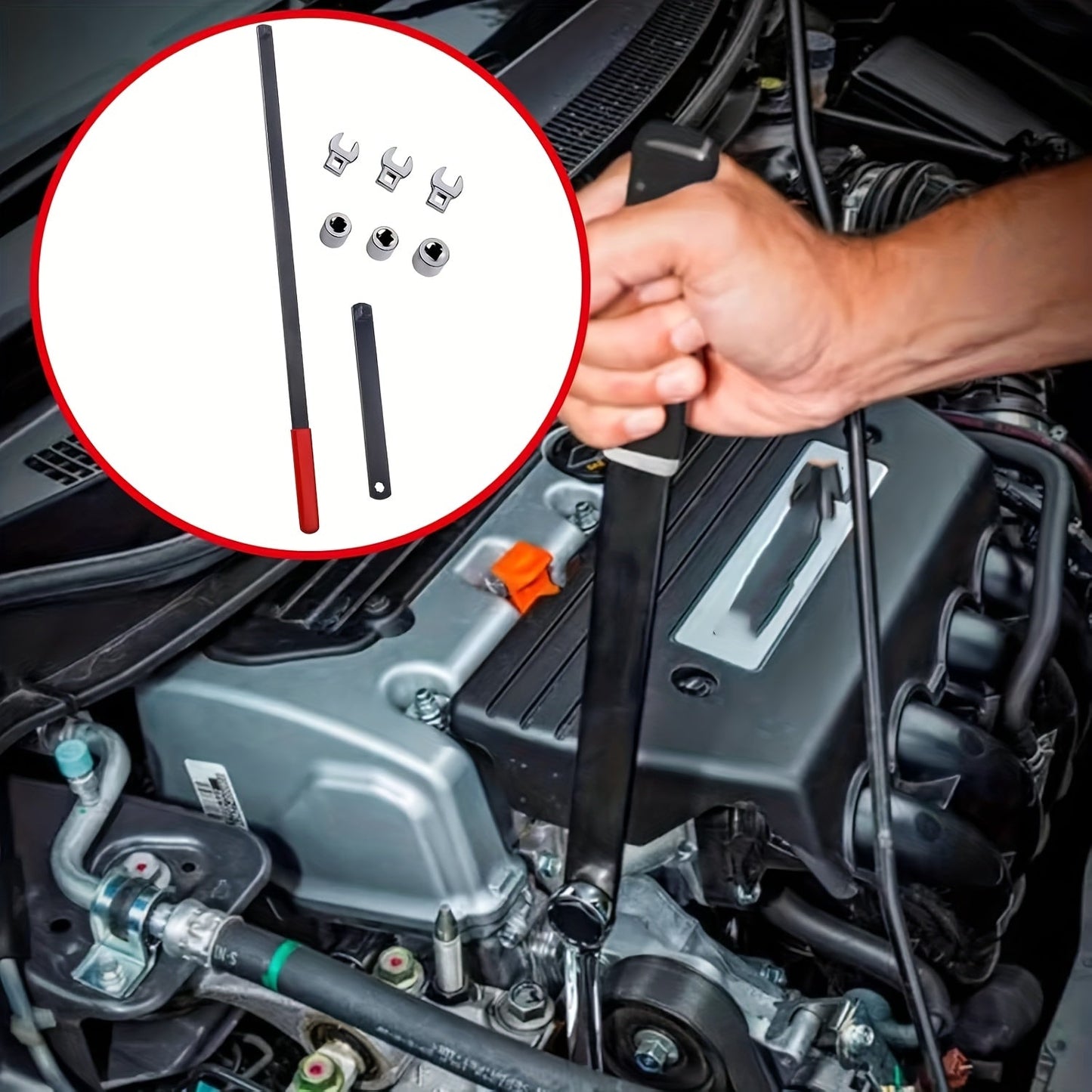 Serpentine Belt Tool Set 8/16 Piece - Universal 3/8 and 1/2 Drive Belt Tensioner Wrench, Idler Pulley Adjuster, Chrome Vanadium Steel, Professional Automotive Belt Removal and Installation Kit for Car Engine Repair