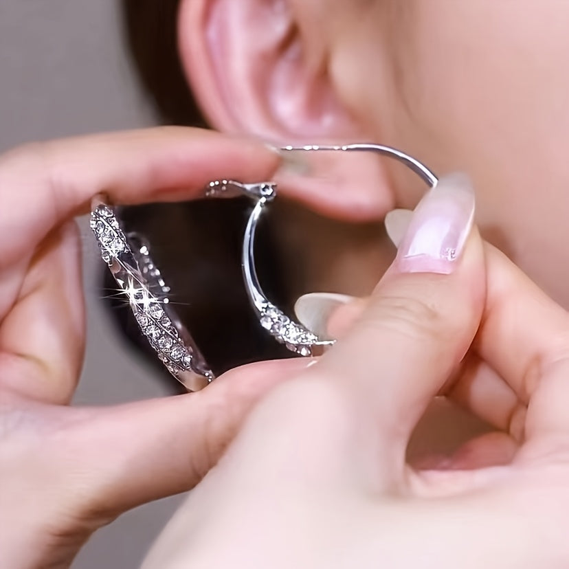 925 Sterling Silver Oversized Hoop Earrings for Women – Minimalist Large Round Hoops, Vintage Elegant Daily & Party Fashion Jewelry Gift for Her