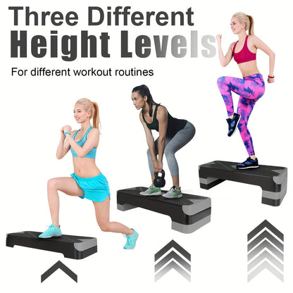 Adjustable Aerobic Step Platform – 3 Height Settings (4"/6"/8"), Non-Slip Workout Stepper for Home Gym Cardio Training, Step Aerobics Exercise Board (6 Colors)