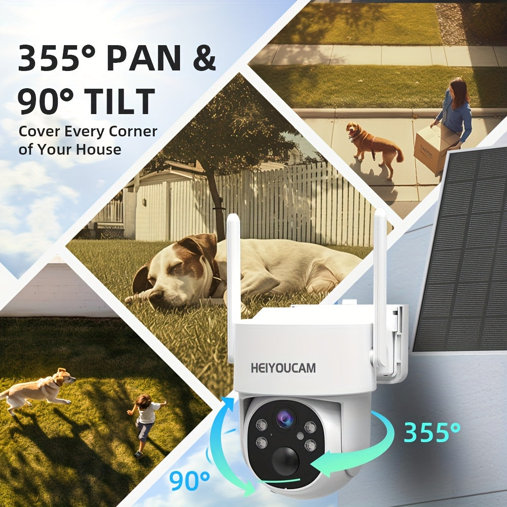 3MP Solar Security Camera Outdoor Wireless – 360° View, Smart Siren, Spotlight, AI Human Detection & Tracking, Color Night Vision, Two-Way Talk, Weatherproof, Wall Mount, Motion Sensor WiFi CCTV