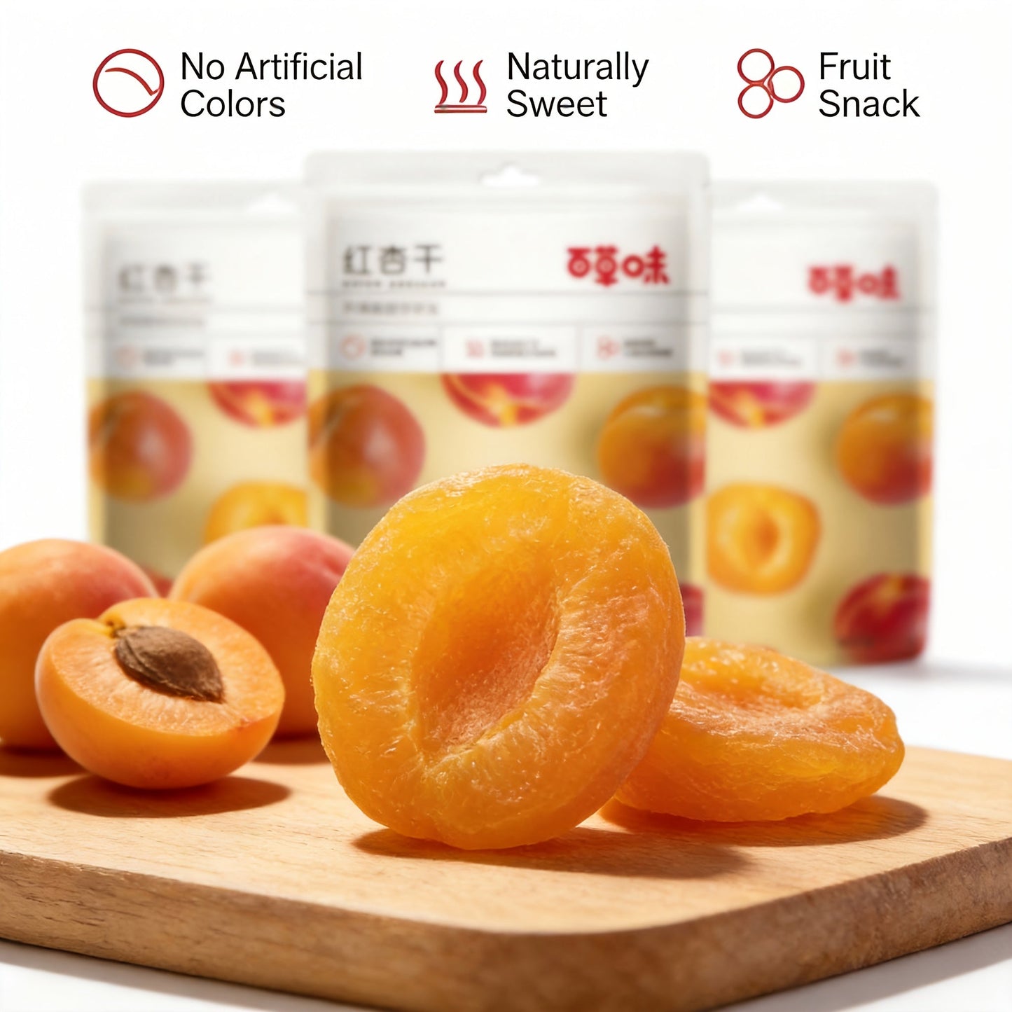 Dried Apricots Snack 3 Bags Pack Natural Tropical Dried Fruit Healthy Sweet Snack Ready-to-Eat Vegan Gluten-Free Gift