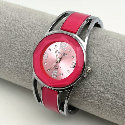 Women's Quartz Bracelet Watch Stainless Steel Band Analog Round Dial Elegant Ladies Wrist Watch 4 Colors