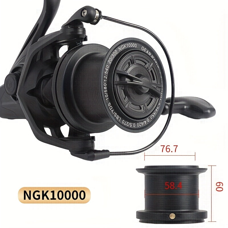 Heavy Duty Saltwater Spinning Reel 8000 10000 14000 Deep Sea Fishing Reel Metal Body High Line Capacity Ambidextrous Large Fish Ocean Surf Reel