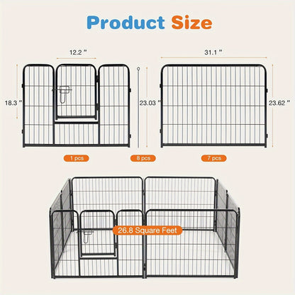 Portable Dog Playpen 8/16 Panels Heavy Duty Pet Exercise Pen for Large Medium Small Dogs Indoor Outdoor Use RV Camping Garden Yard Puppy Rabbit Animal Pen