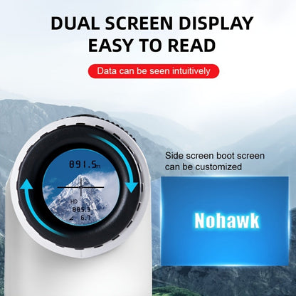 Nohawk 1000 Yard Laser Rangefinder with Side Color Display USB Rechargeable English Voice Broadcast Slope Compensation Vibration Alerts 9 Modes M Yard Ft for Golf Hunting Disc Golf Black White