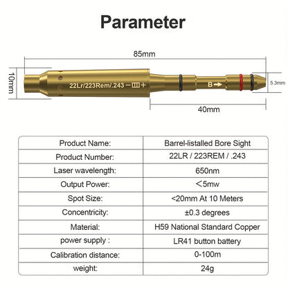 Laser Bore Sighter Multi-Caliber 22LR 223REM 243 9mm 308 30-06 7.62 177 6.5mm 7mm 25 27 Crossbow – Muzzle End Barrel Boresight Scope Zeroing Kit with 6 Batteries & 5 O-Rings 100 Yard Zero