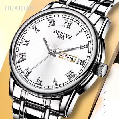 Men's Luxury Stainless Steel Watch with Luminous Hands & Date Display – Elegant Analog Timepiece for Business, Professional & Casual Wear, Ideal Gift for Him