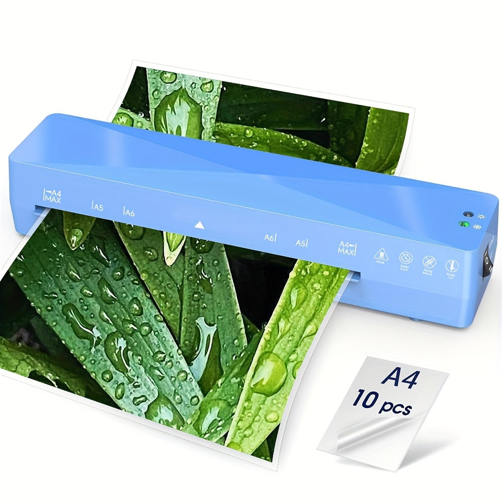A4 Thermal Laminator Machine 9 Inch Wide - 4 in 1 Hot & Cold Laminating with 10 Pouches Included, Fast Warm-Up, Bubble-Free for Office, School, Home & Business Use