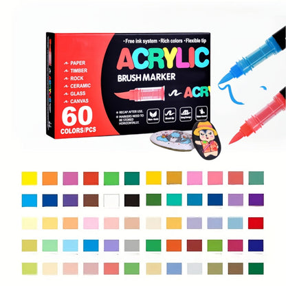 Acrylic Paint Markers Brush Tip Waterproof Quick-Drying Paint Pens for Rock Painting Wood Canvas Glass Ceramic Metal 12 to 168 Colors Art Craft Supplies Gift