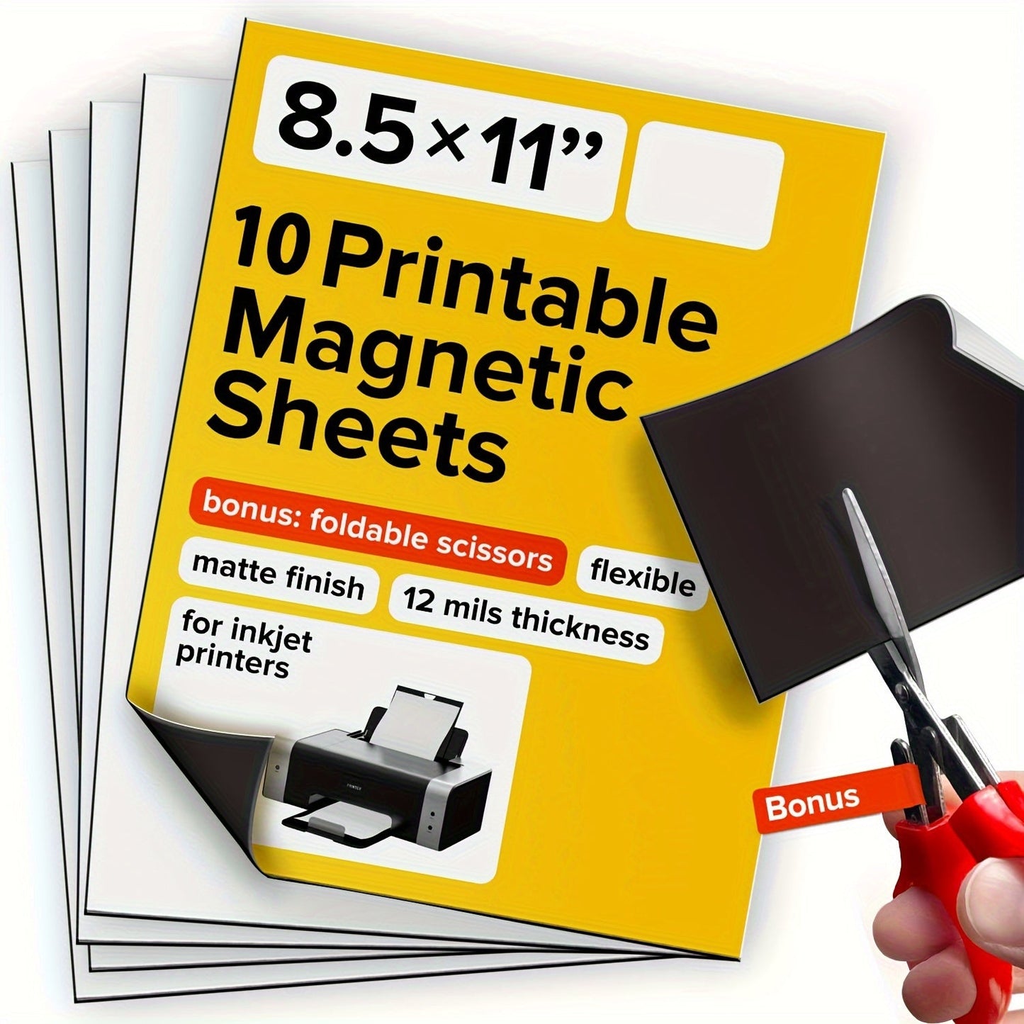 Printable Magnetic Sheets Flexible Non-Adhesive Matte – 6"x8" & 8.5"x11" Inkjet & Laser Compatible Magnet Paper for Photo Magnets, Car Magnets & DIY Crafts, 10 / 15 / 20 Pack