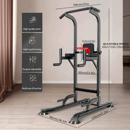 Freestanding Pull-Up Bar & Parallel Bar Station – Multifunctional Home Gym Equipment for Adults, Upper Body Strength Training, Dips Chin-Ups Push-Ups, Heavy Duty Single Parallel Bar Frame